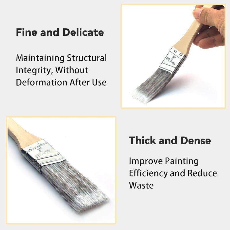 KingOrigin King Origin 10-Pack Professional Angled Paint Brushes Set (1", 1.5", 2", 2.5", 3") Synthetic Wall & Trim Brushes for Cutting Edges, Cabinets, Touch-Ups | Reusable Bulk Paintbrush Kit - Image 3